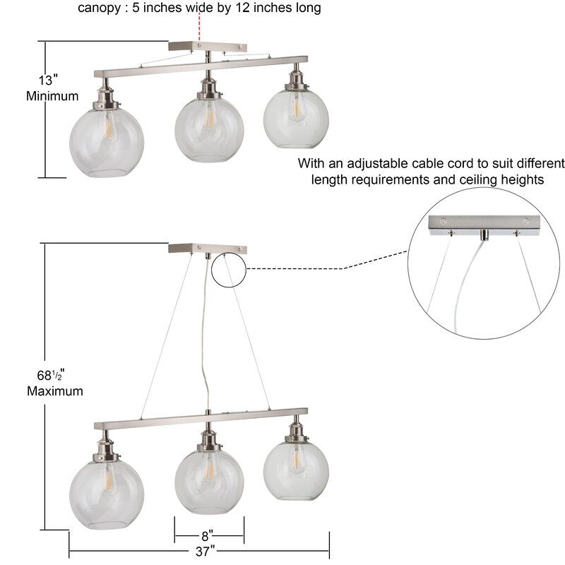 Bundy 3-Light Kitchen Island Pendant